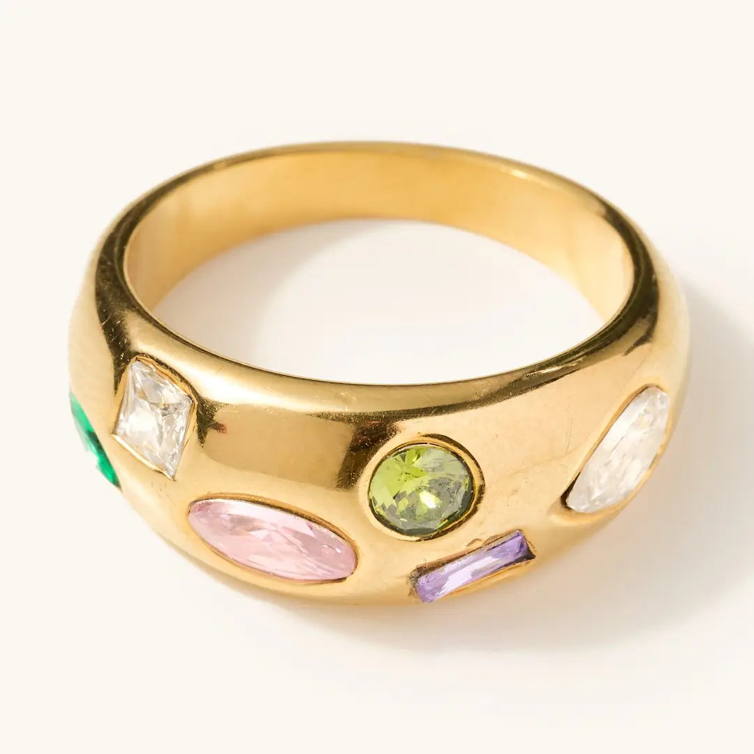Multi Gem Chunky Ring