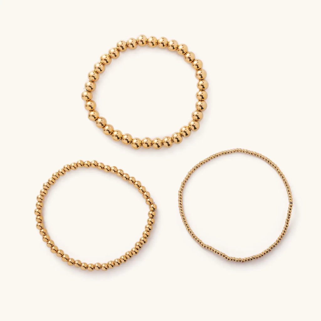 Waterproof Gold Ball Bracelets- Small, Medium, and Large